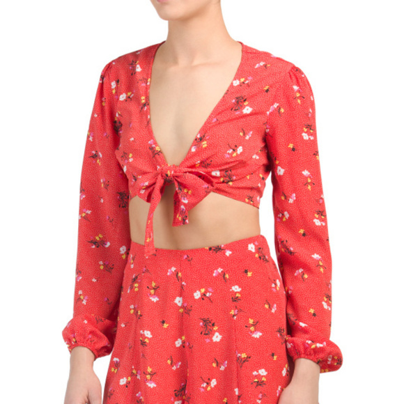 love, Fire Tops - Front Tie Crop Top, Love Fire love, Fire Tops - Front Tie Crop Top, Love Fire